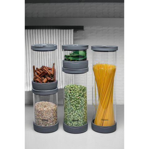 Juego 5 recipientes d/vidrio tapa silicona PUREZZA -TRAMONTINA TF0348