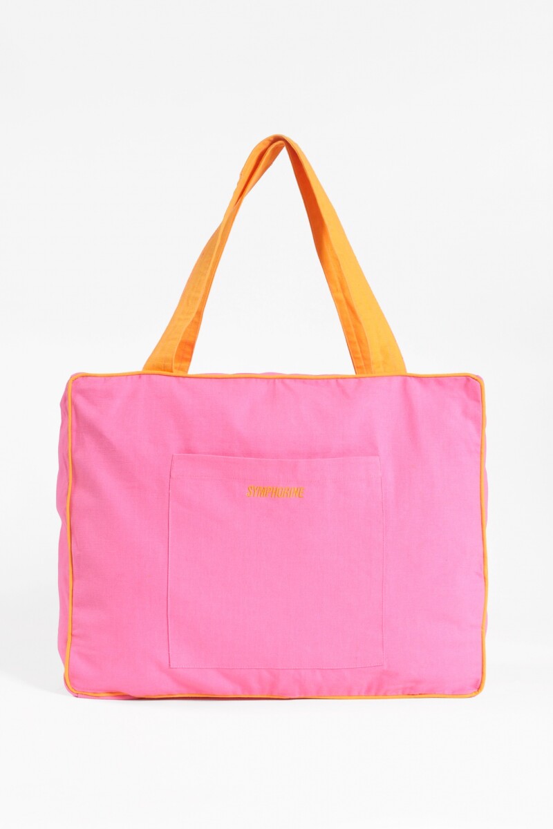 Bolso con vivos en contrastes fucsia