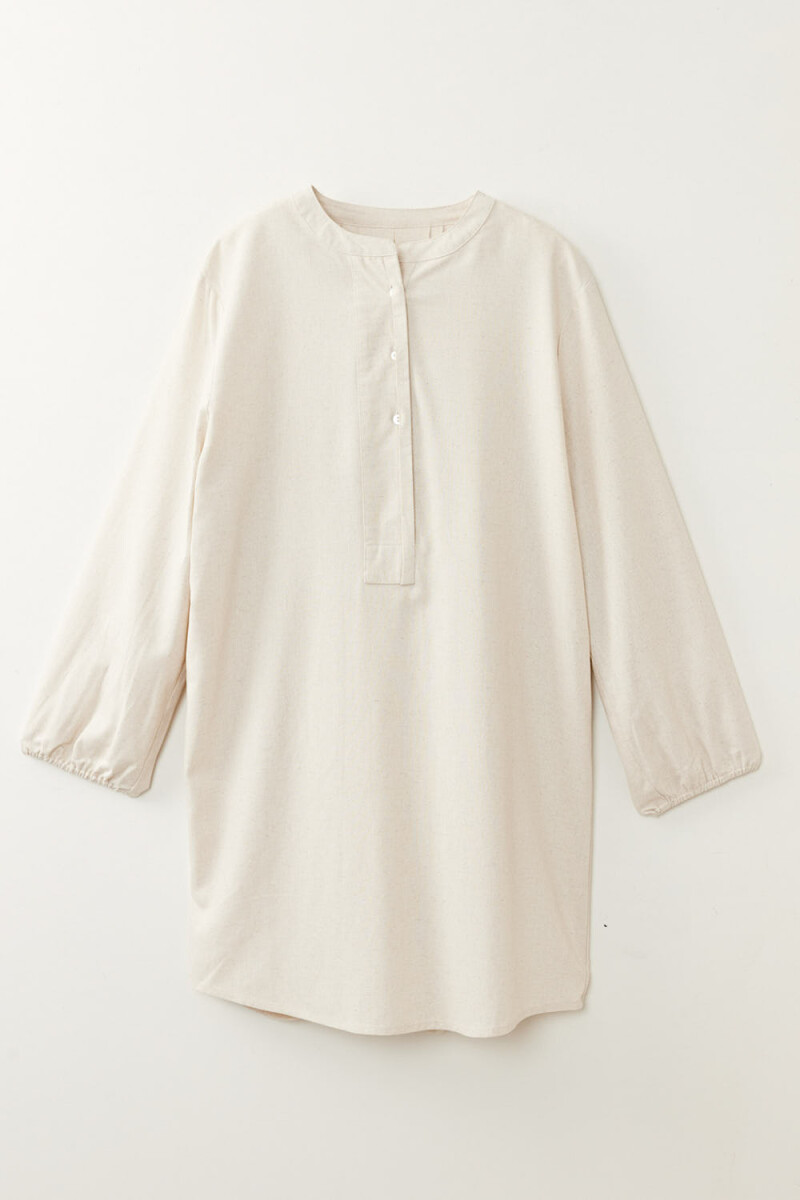 Vestido mangas volumen Beige