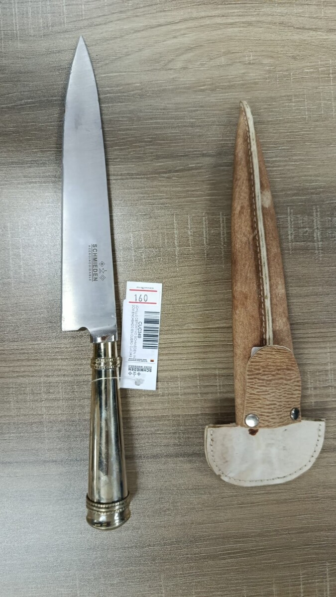 CUCHILLO DEPORTIVO SCHMIEDEN INOX 20CM ENCABADO EN CUERO CUC349 