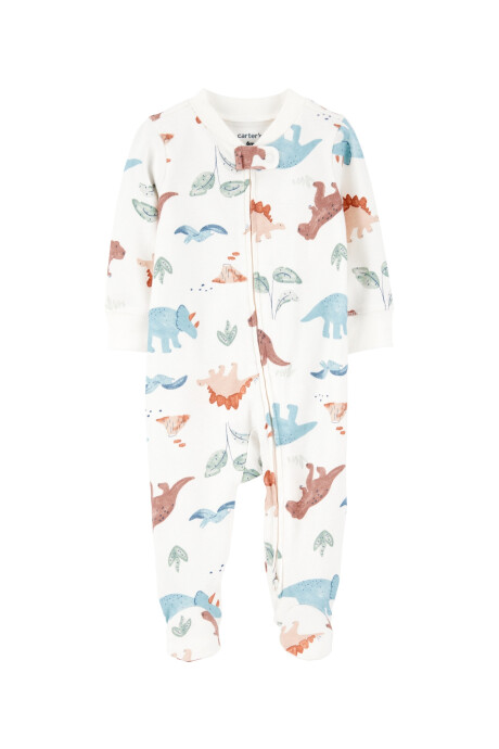 Pijama una pieza de algodón, con pie, diseño dinos Sin color
