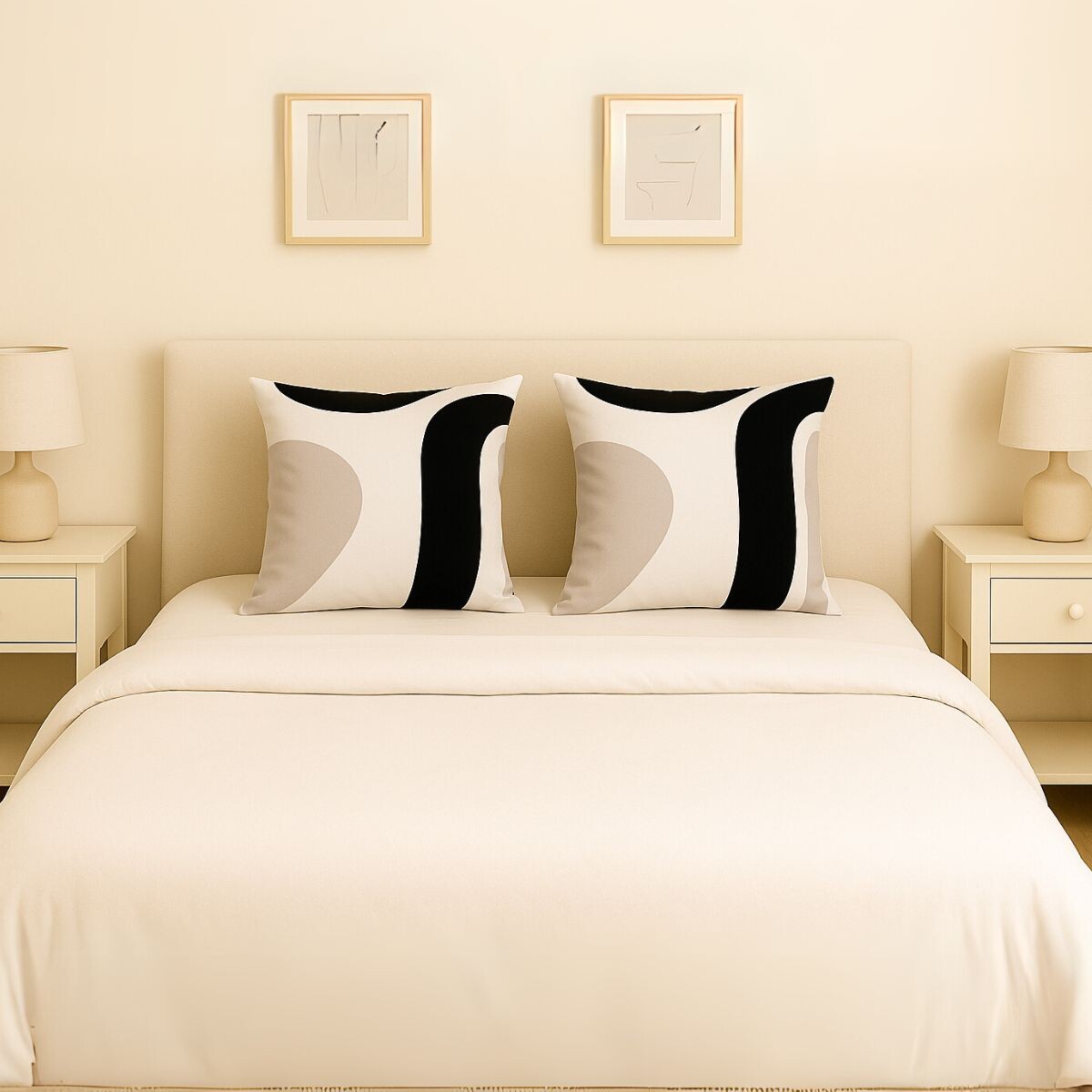 Set x2 funda de almohadones lisa 43 x 43 cm - RAYAS NEGRO Y GRIS 