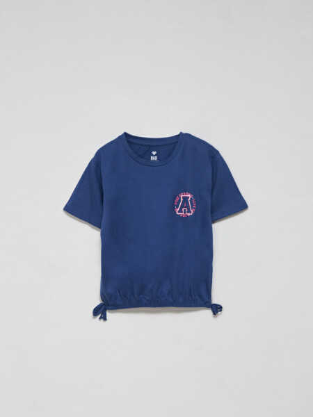 Camiseta manga corta con elástico Azul