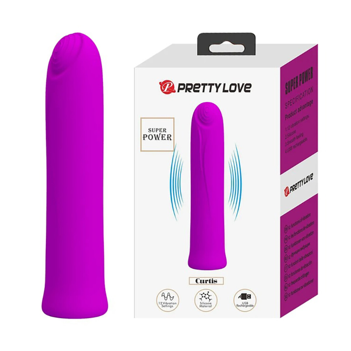 Balita Vibradora Curtis Pretty Love Recargable - Violeta 