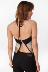 Top Cielo Negro/Beige