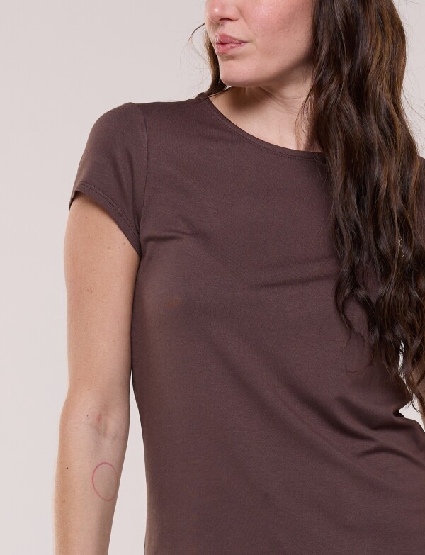 Remera Modal Manga Corta MARRON