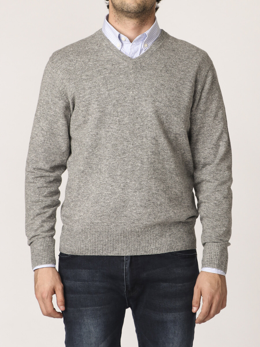 Sweater V Harrington Label - Gris Medio 