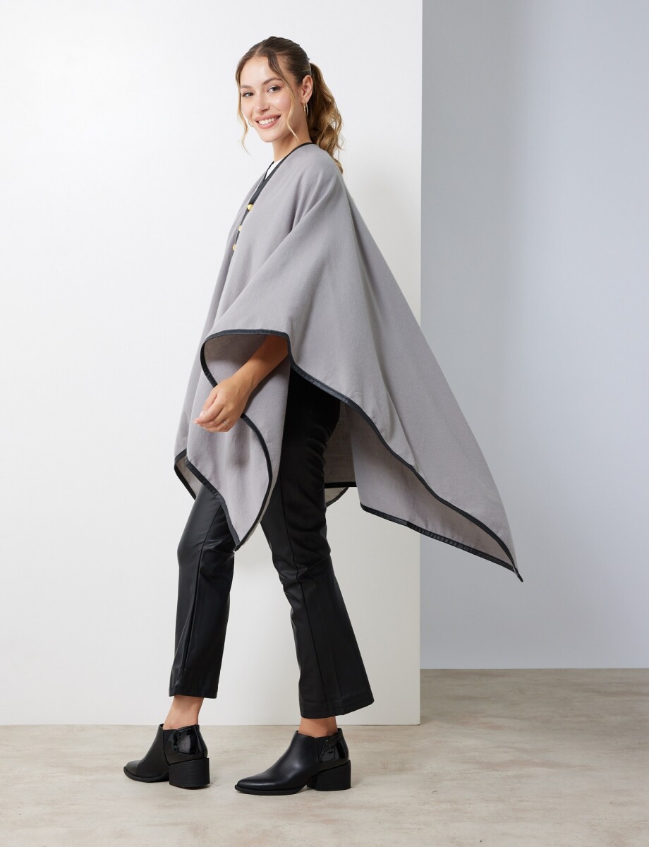 Ruana Botones Ribete - Gris 