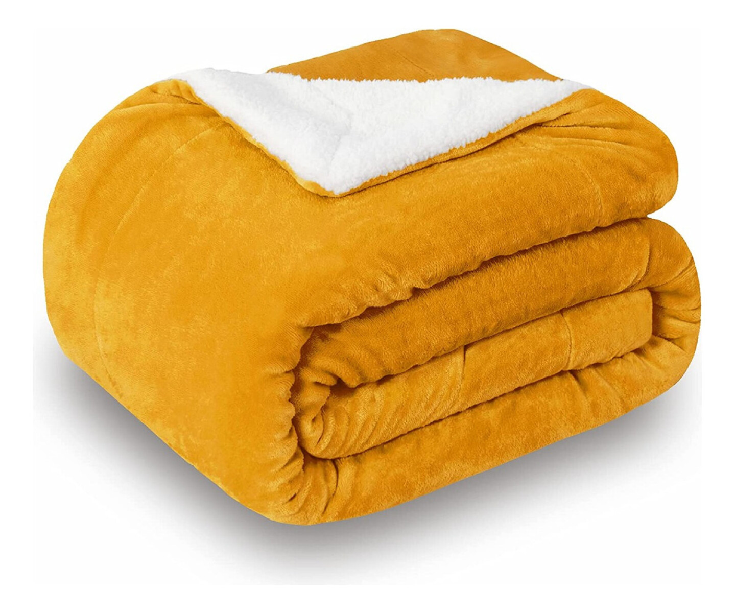 Frazada Manta Polar Termica Con Corderito 2 Plazas - Amarillo 