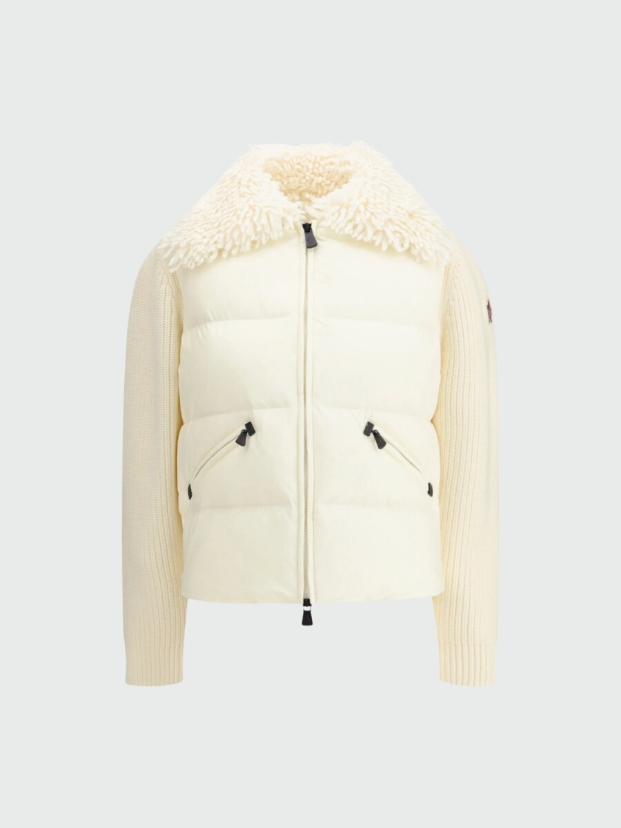 MONCLER - Cardigan Acolchado en Lana Tricot 
