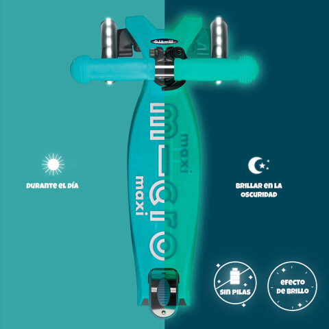 Monopatín Micro Maxi Glow LED Ajustable con 3 Ruedas VERDE
