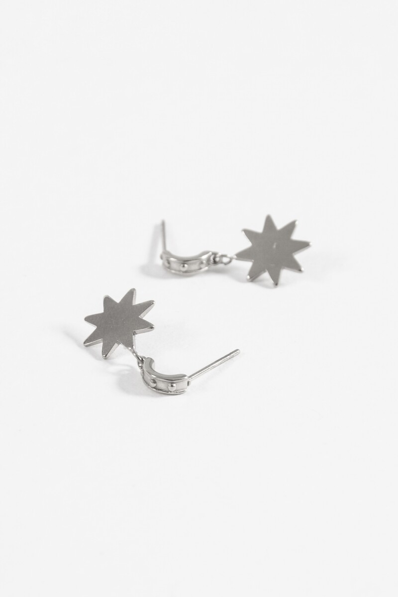 Aros dije estrella acero plateado