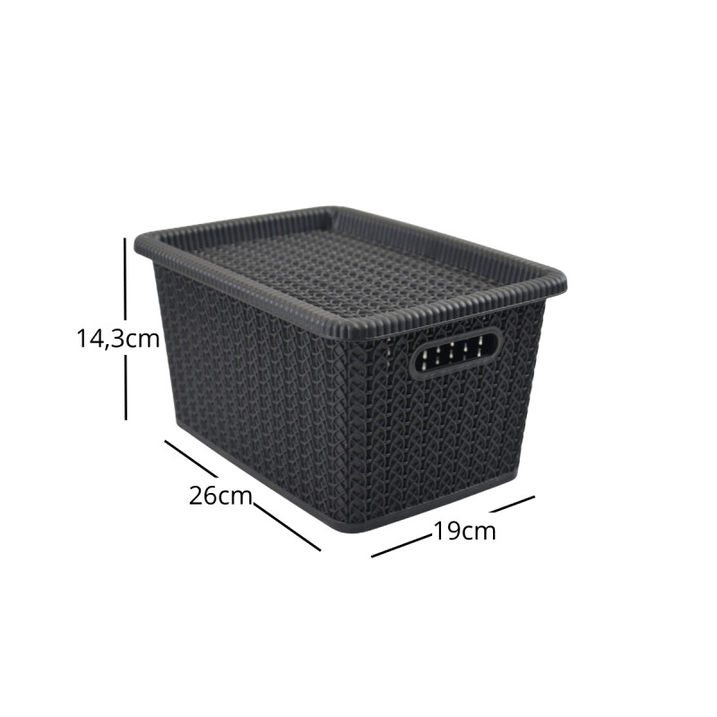 Set x3 caja organizadora simil ratán 5L NEGRO