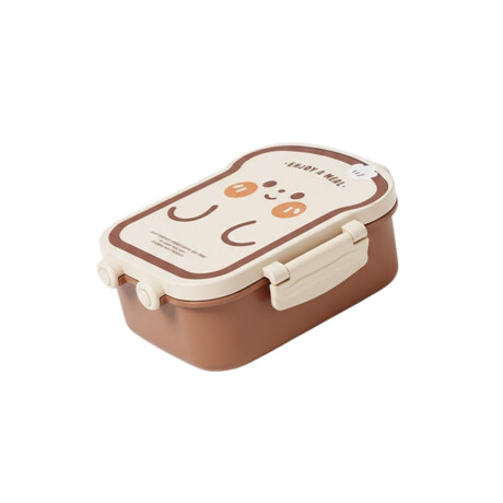 Vianda con división y cubiertos 18x14x8cm Tostada Marron