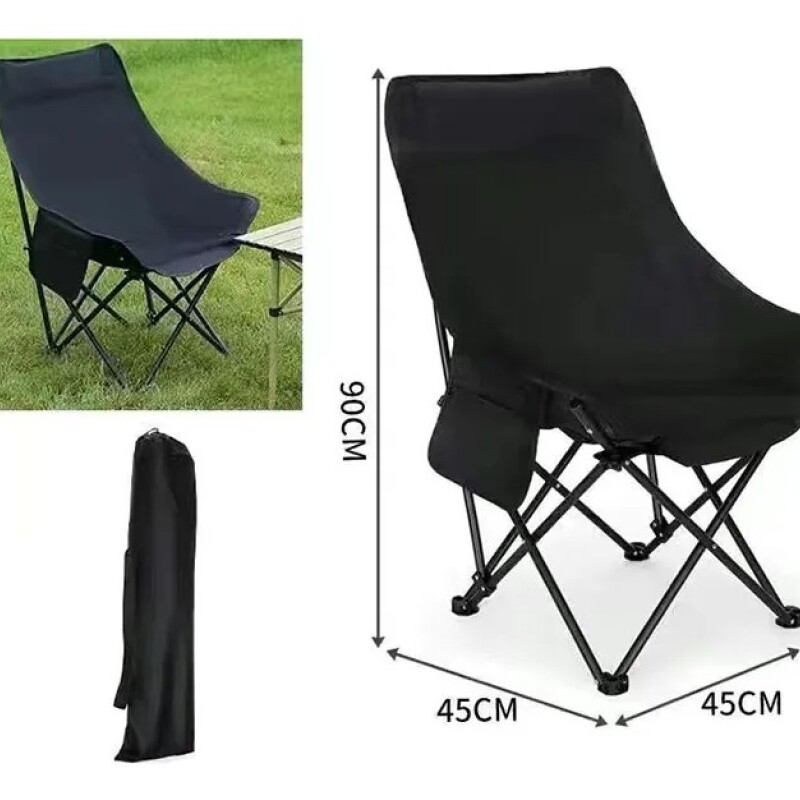 Silla Moon Chair Plegable Reforzada – Cómoda, Ligera y Lista para Usar NEGRO