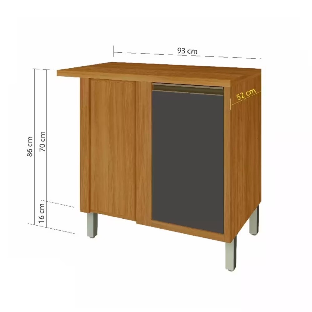 Bajo mesada Baronesa esquinero Grafito 93x52 Bajo Mesada Baronesa Esquinero Grafito 93x52