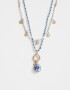 Collares Cortos Azul Collar Corto Multi Cadena - Dorado