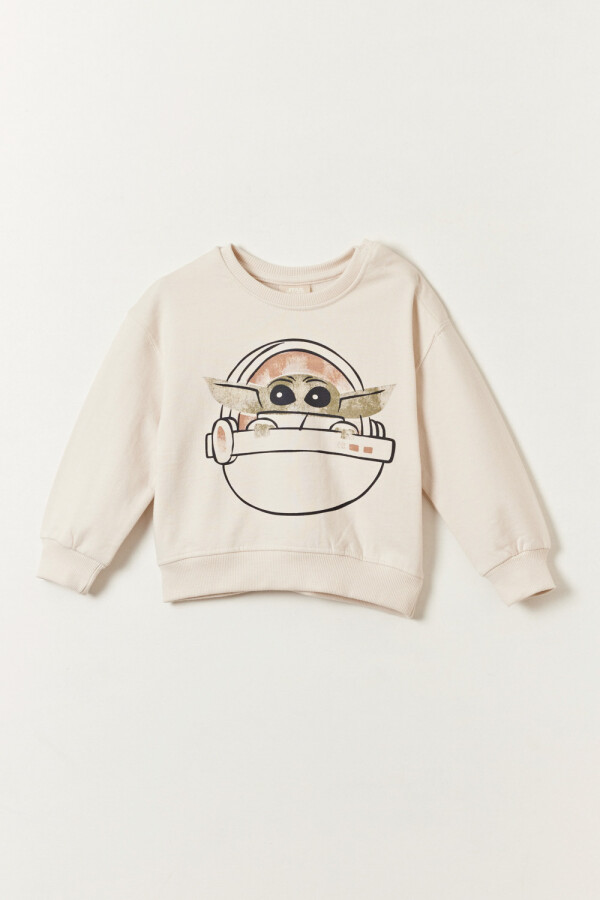 Buzo deportivo Estampado Grogu Beige