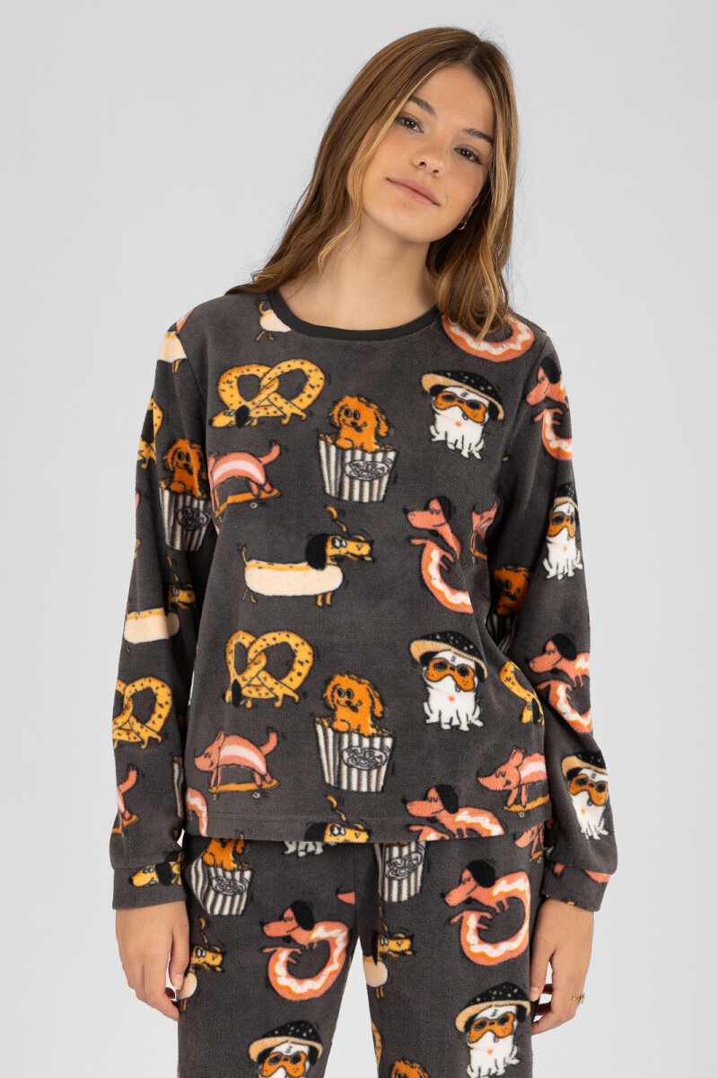 Pijama polar doggy Gris oscuro