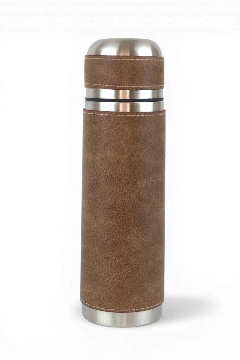 Termo de acero forrado 500 ml Marrón