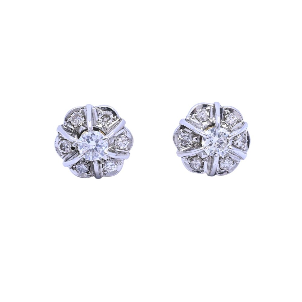 Caravanas antiguas oro 18k 2 tonos con brillantes. Caravanas antiguas oro 18k 2 tonos con brillantes.