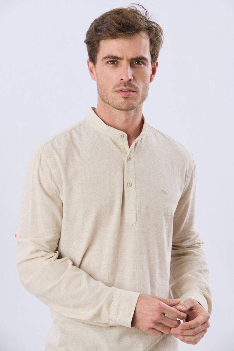 CAMISA LISA DE LINO CUELLO MAO - Arena 