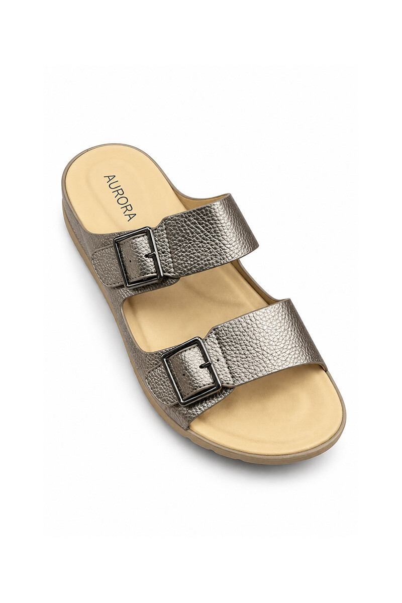 Sandalia 2 hebillas Aurora AU401 Plateado