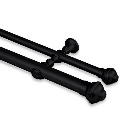 Barrote cortina doble de metal 2 Metros + 2 Soportes NEGRO