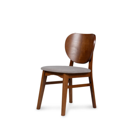 Silla Cleo - Nogal - Respaldo laminado - Tela Rústica Tostado (CH)