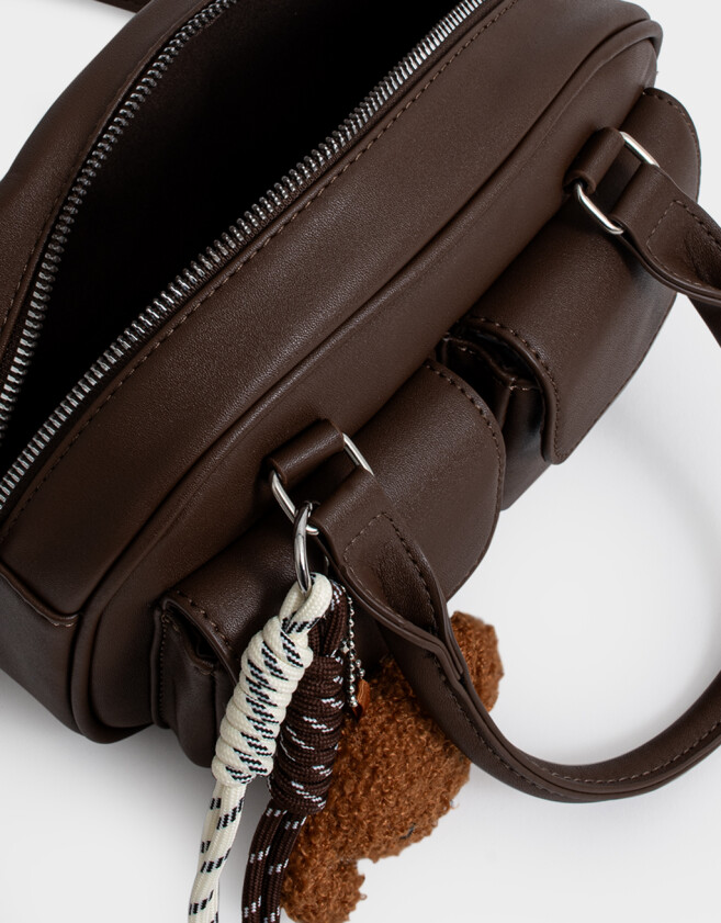 Bowling Cartera Bowling Con Charm - Marron Chocolate