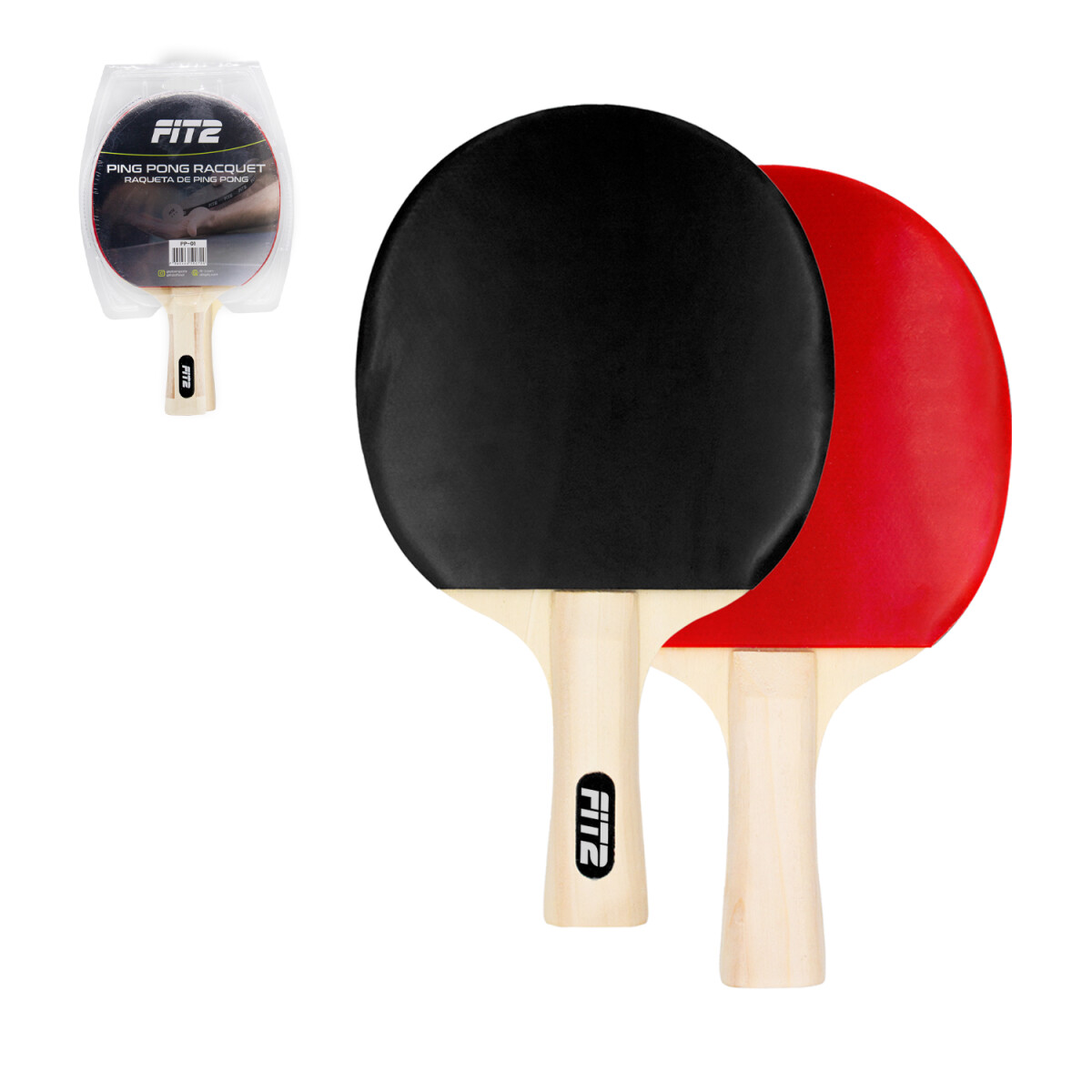 Raqueta De Ping Pong Fit2 - Negro y Rojo 