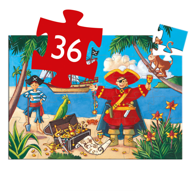 Puzzle Silueta Djeco 36 Pzas El Pirata y su Tesoro Puzzle Silueta Djeco 36 Pzas El Pirata y su Tesoro