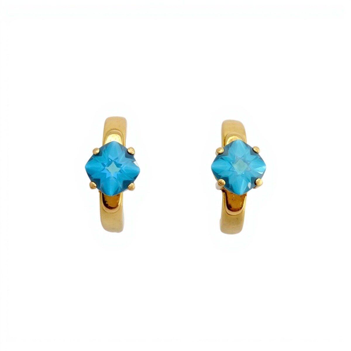 Caravanas Aguamarina Aro Oval de oro- Oro bajo - Aguamarina- CA8091 - conpiedra 