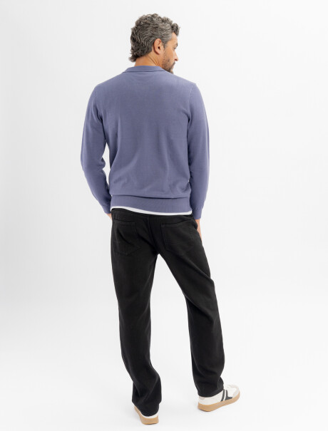 Buzo tejido cuello polo Axel azul