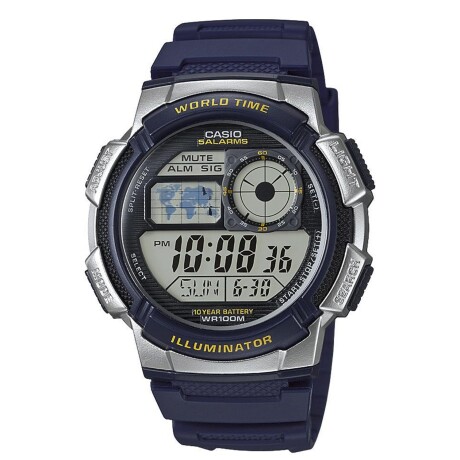 Reloj Digital Multifunción Casio AE-1000W Resistente al Agua 100mts Azul,Gris,Negro