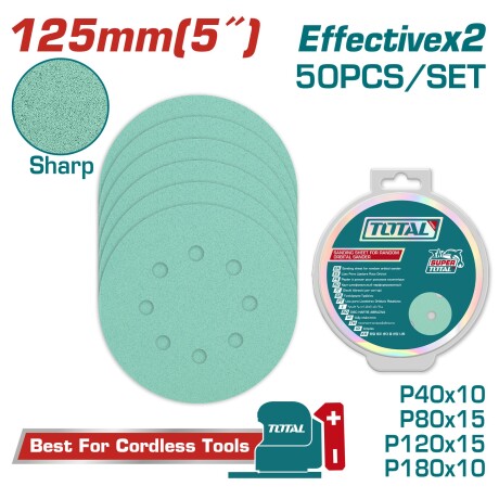 Set 50 lijas roto orbital total 5" total TAC125050 Set 50 lijas roto orbital total 5" total TAC125050
