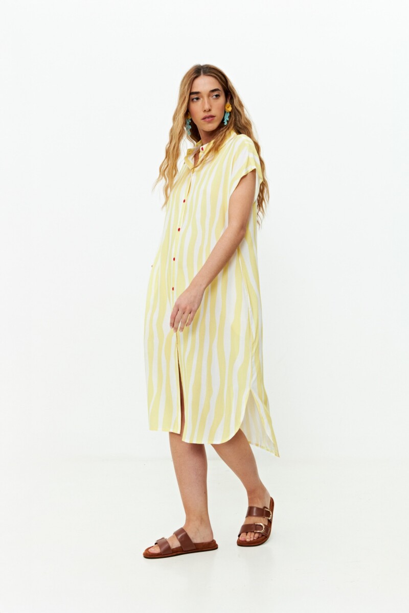 PREVENTA Vestido camisero con estampa amarillo
