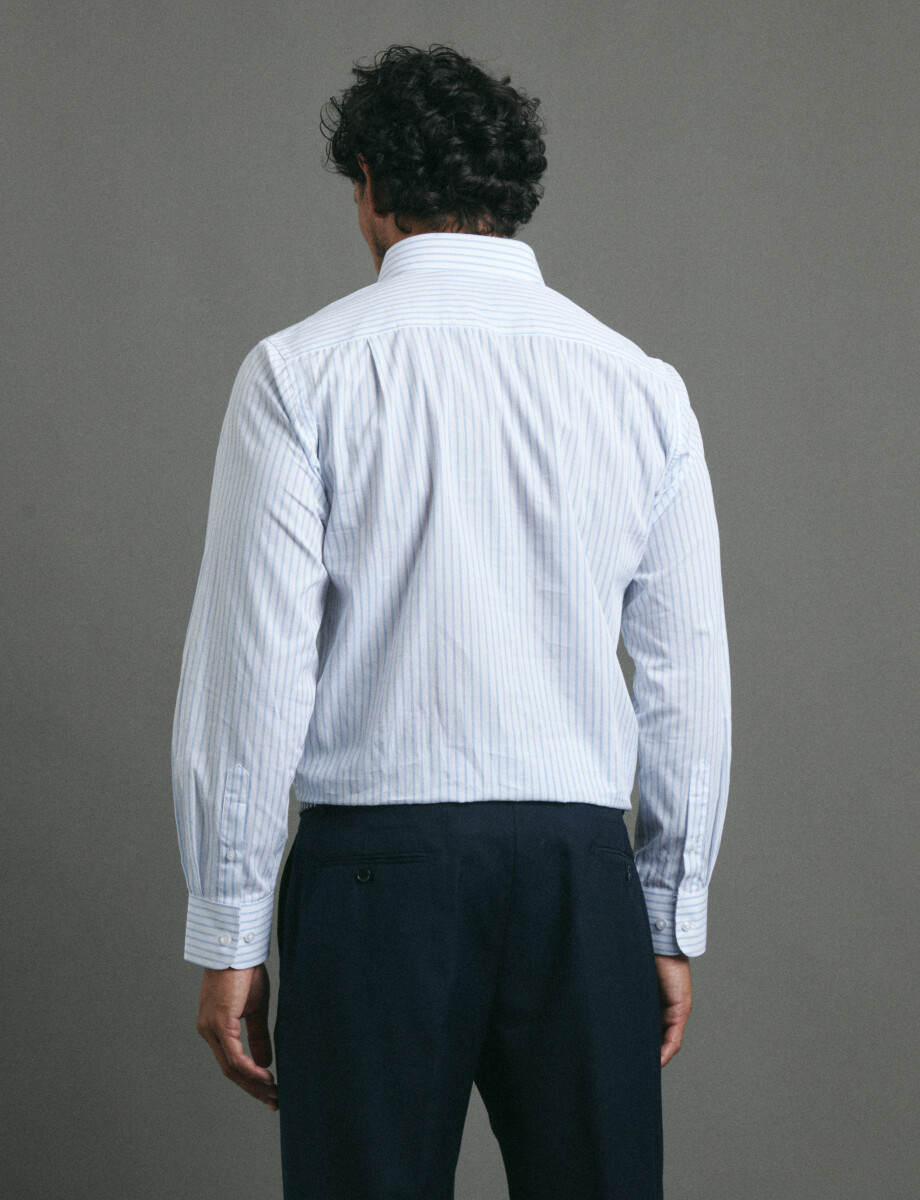 012626 CAMISA HARRINGTON LABEL Blanco/celeste