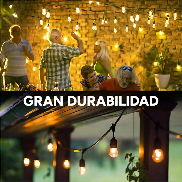 Guirnalda 10 Luces Luz Cálida 5 Metros Interior Exterior Variante Calida