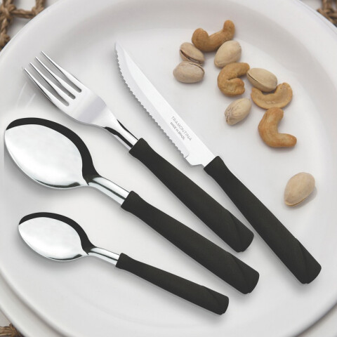 Cuchara té en plástico negro, modelo NEW KOLOR, 12 piezas -TRAMONTINA TN7843