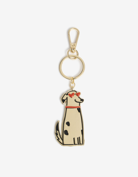 Llavero Metal Llavero Y Bag Charm De Perro Con Anteojos - Combinacion Bicolor