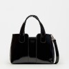 Cartera de mano The Braided en cuero charol arrugado Negro