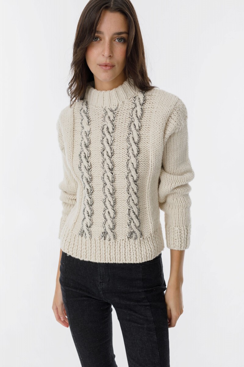 Sweater Bonjour Crudo/Negro