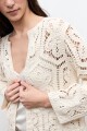 Chaqueta tejida crochet beige claro