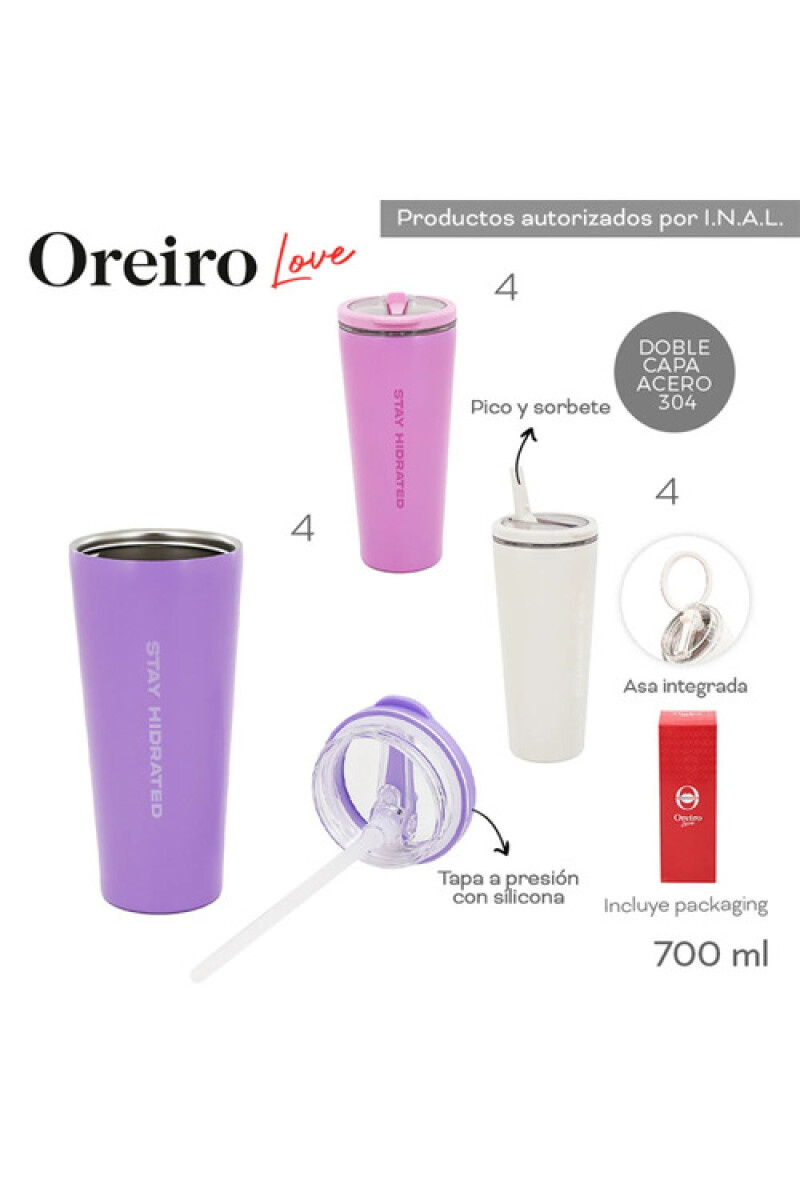 Vaso Térmico Oreiro 700ML Rosa