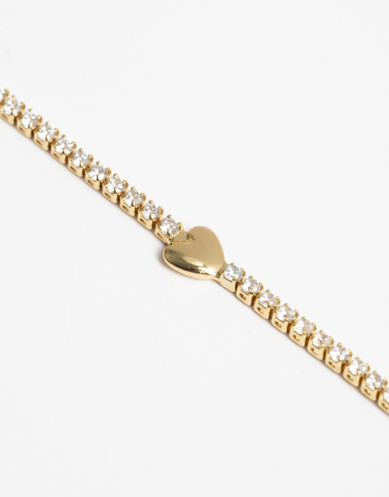 Collares Cortos Cubic zirconia Collar Corto Corazones De La Línea Delicates - Dorado