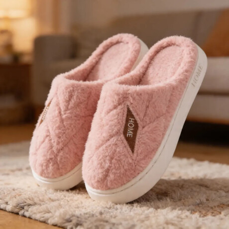 Pantuflas Unisex Suela Antideslizante Felpa Suave y Abrigada Rosa
