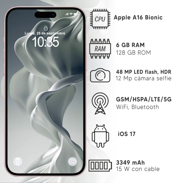 Iphone 15 6/128 Gb 5g NEGRO