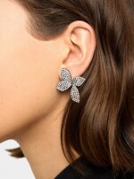 Pendientes Maxi Flor Con Cristales plateado