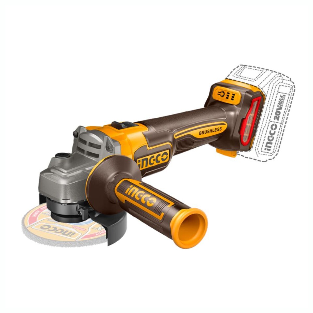 Amoladora A Batería INGCO CAGLI21154 Brushless 4 1/2 115M 